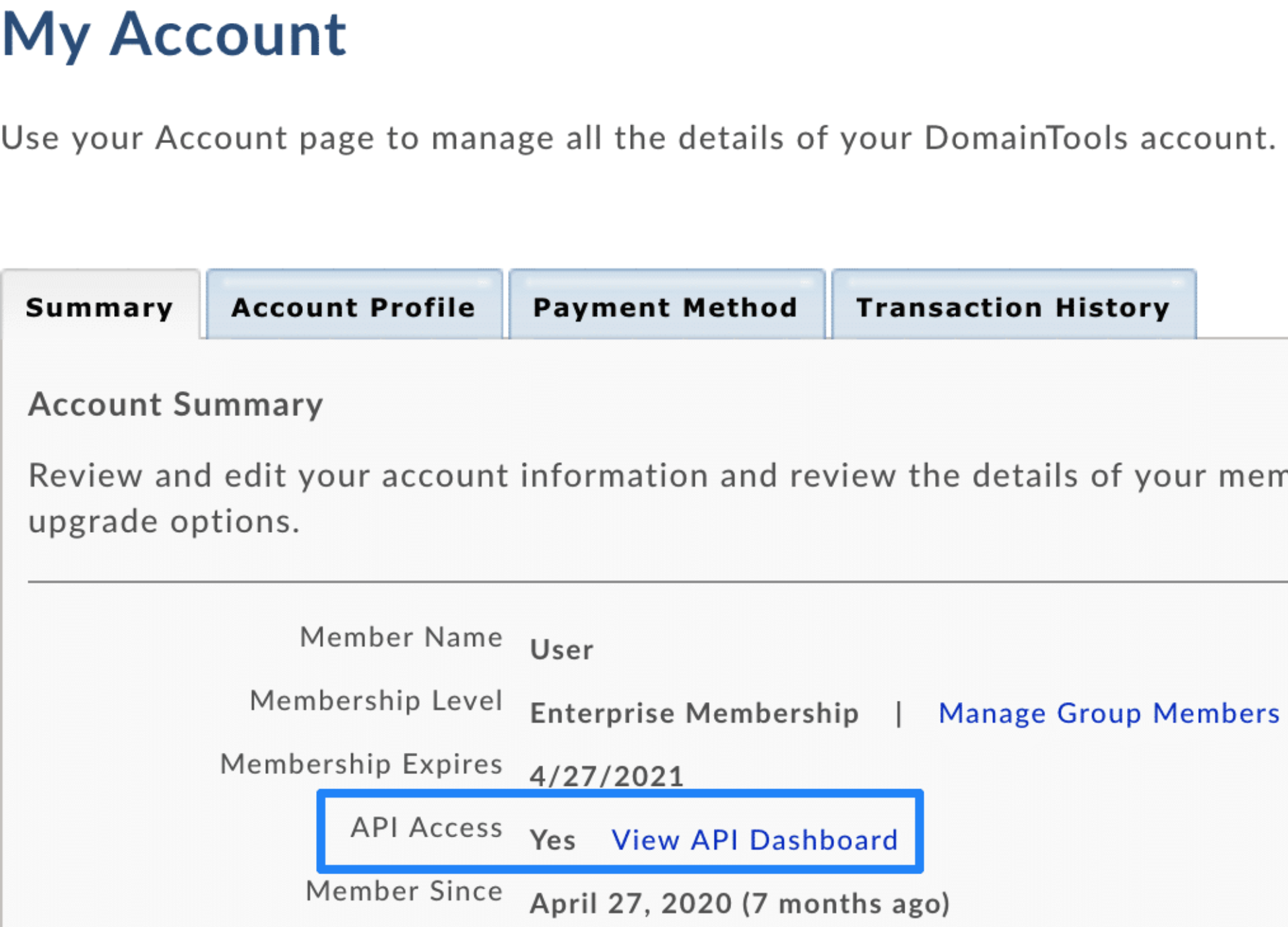 DomainTools My Account Image