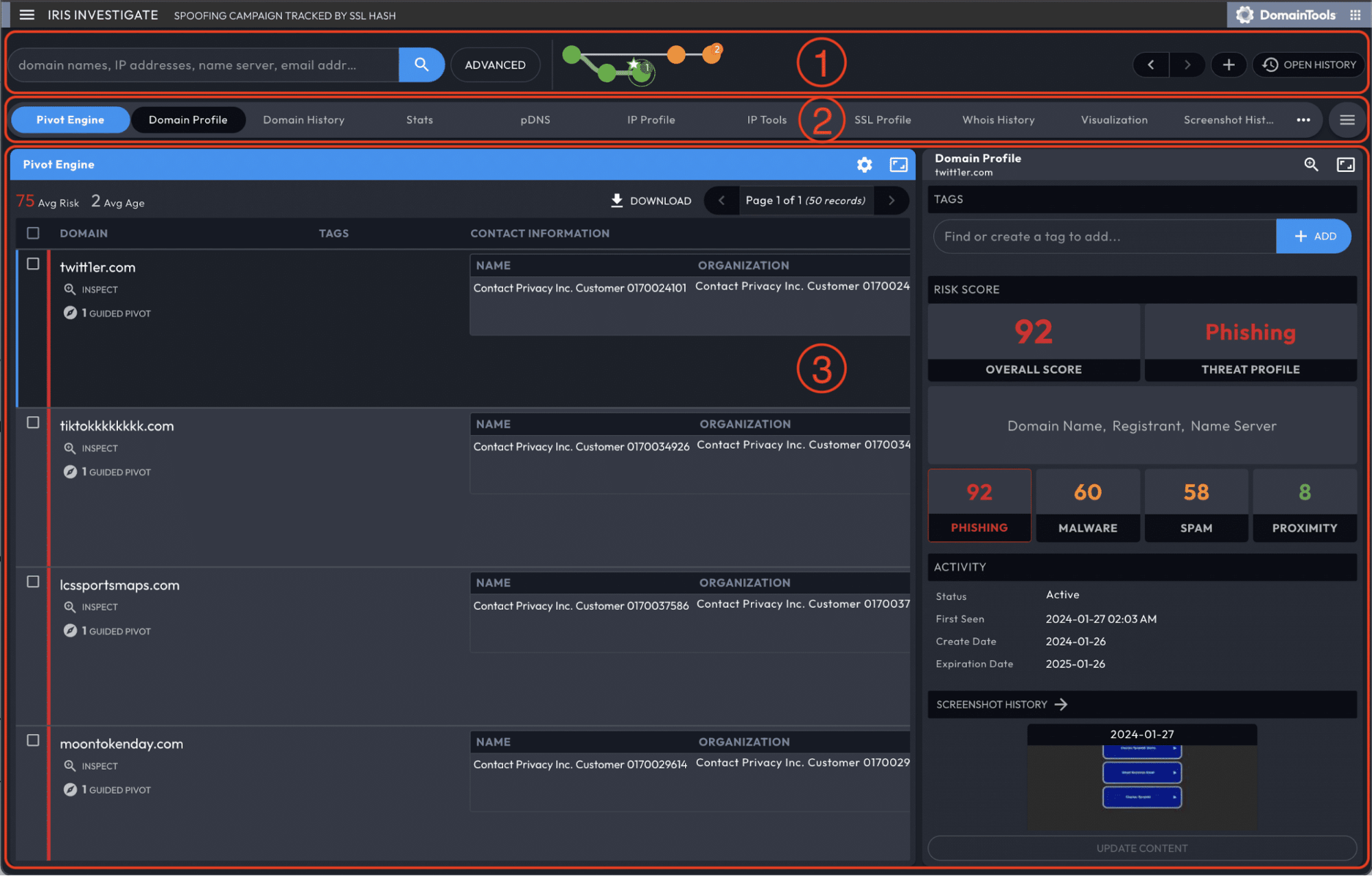 Viewing results in the web interface